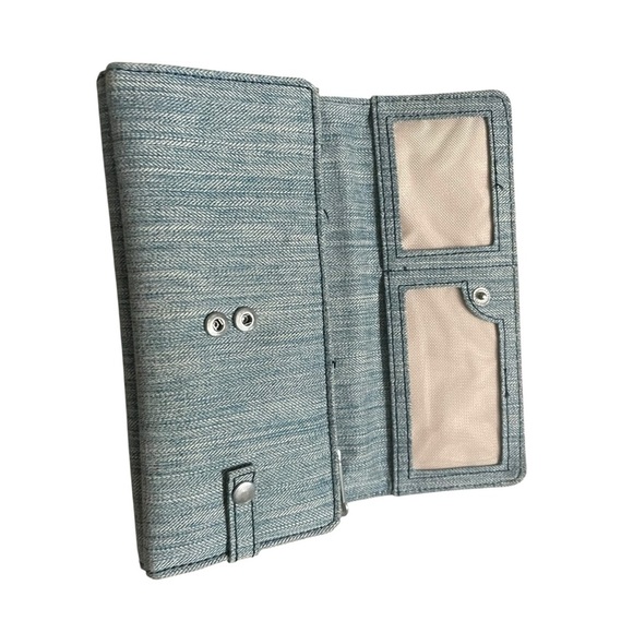 Kipling Women's Large Printed Fashion Wristlet Wallet Blue / Gray - Picture 6 of 10